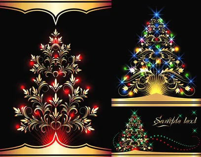 欧美梦幻炫丽圣诞树矢量素材