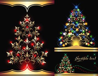 欧美梦幻炫丽圣诞树矢量素材