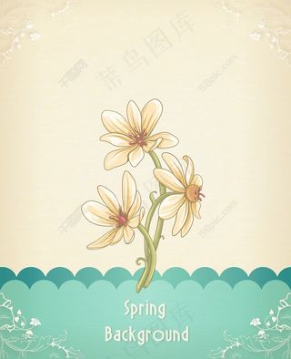 春天开花的花卉背景矢量插画