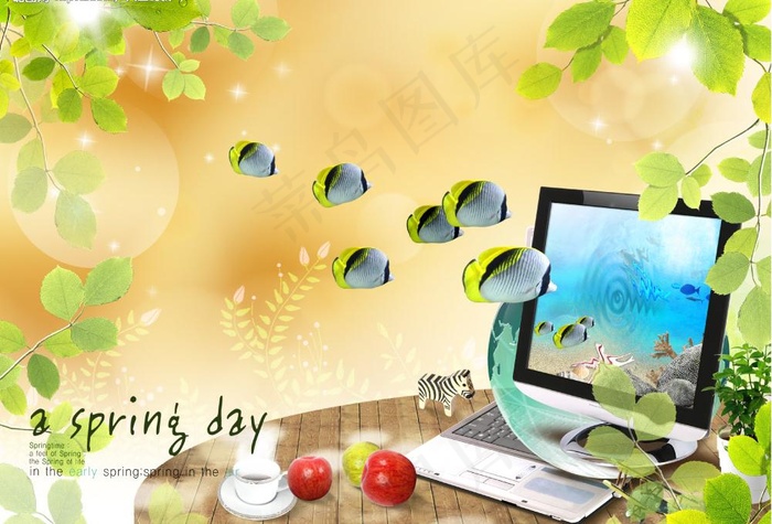 桌上的电脑图片