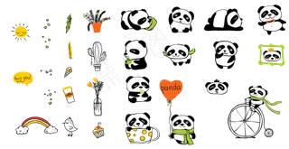 可爱熊猫矢量插画设计素材