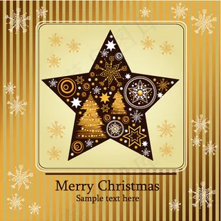 金色圣诞节花纹贺卡矢量素材