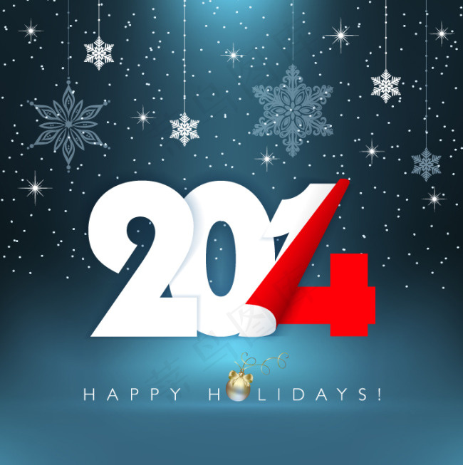2014雪花新年海报矢量素材ai矢量模版下载