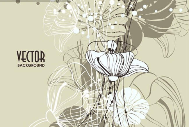 素雅的手绘花卉背景矢量素材