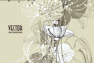 素雅的手绘花卉背景矢量素材
