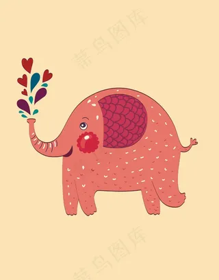 卡通动物大象几何图案