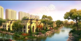 高档小区景观效果图图片