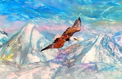 油画 翱翔的鹰图片