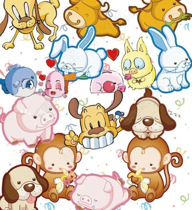 卡通动物图片(2917X3387(DPI:300))psd模版下载