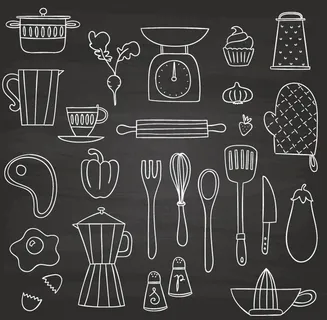 24款手绘厨房元素矢量素材