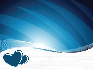 两个浪漫的心在蓝色的波浪要素