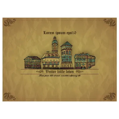 复古花纹小房子ai矢量模版下载