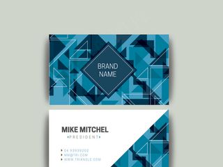 时尚蓝色三角形名片设计