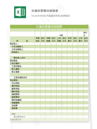 交通经营情况明细表