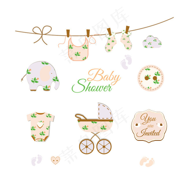 装饰迎婴派对元素矢量素材