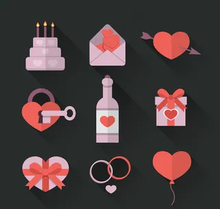 9款精致情人节图标矢量图