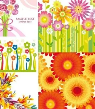 五颜六色的花朵背景矢量