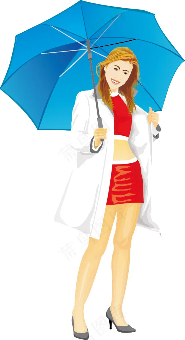 打伞美女ai矢量模版下载