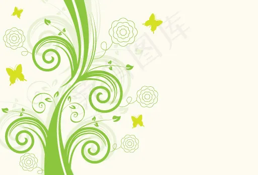 绿色花纹藤蔓eps,ai矢量模版下载