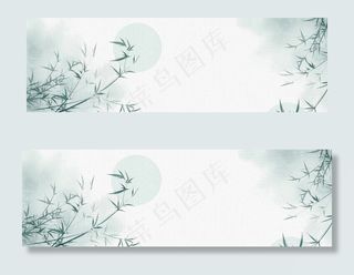 中国风水墨山水banner海报背景
