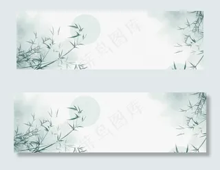 中国风水墨山水banner海报背景