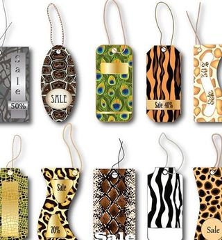 绚丽花纹商场销售吊牌矢量图