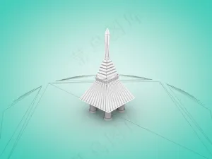 c4d塔 白描模型
