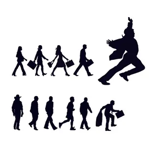 人物走路姿势剪影矢量素材-2