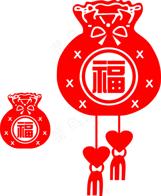 红色福袋新年福袋包cdrcdr矢量模版下载