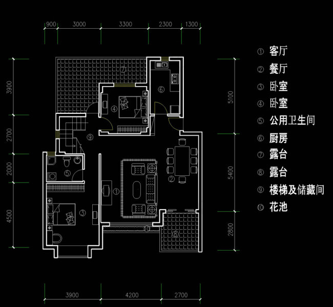 别墅平面户型cad图纸