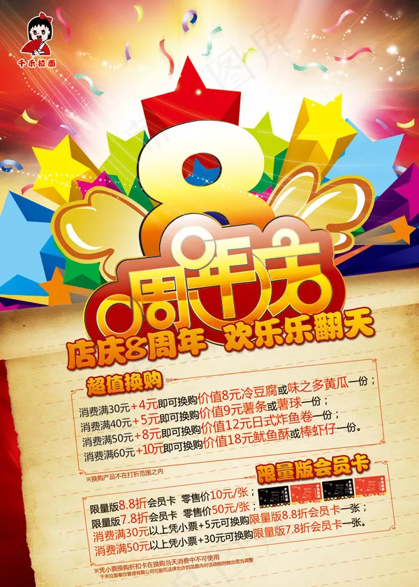 八周年店庆海报psd模版下载