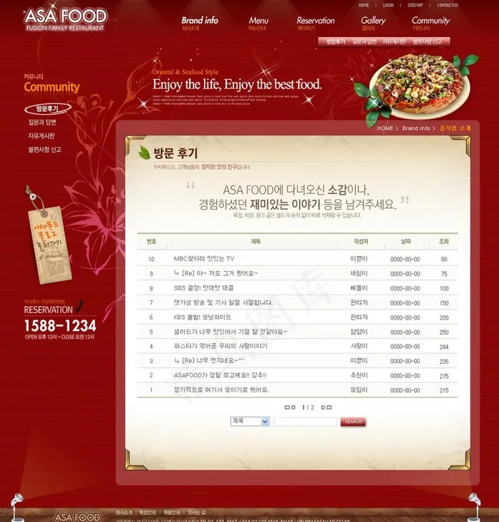 餐饮美食网站图片psd模版下载