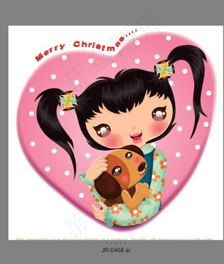温馨圣诞抱狗女孩