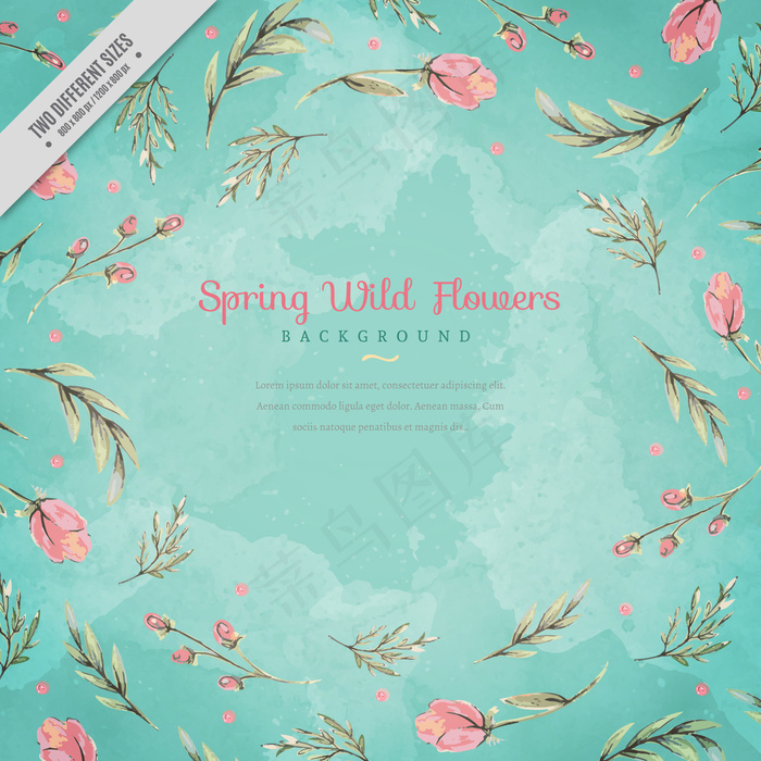 森系花草树叶蓝绿色棕榈芭蕉枫叶背景...