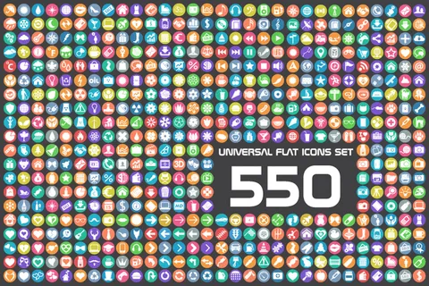 550款扁平化常用图标矢量素材