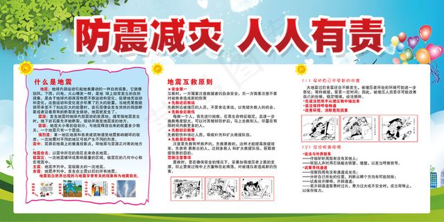 防灾减灾安全知识宣传展板 防灾减灾安全知识宣传展板