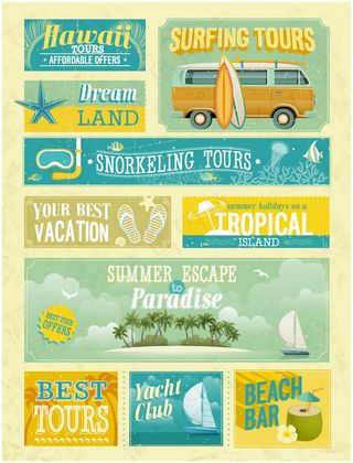 怀旧的夏威夷旅游海报