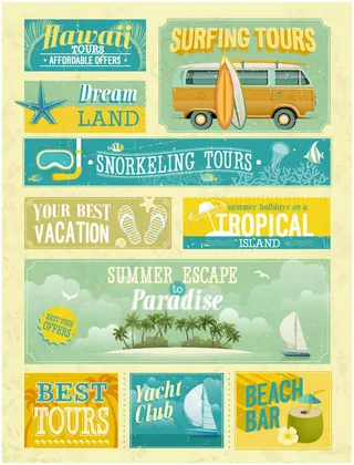 怀旧的夏威夷旅游海报