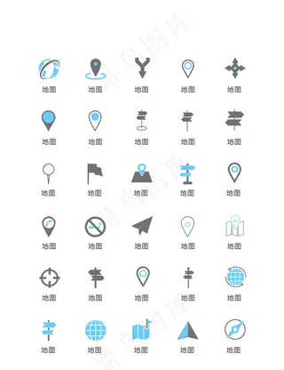 蓝色定位位置图标AI