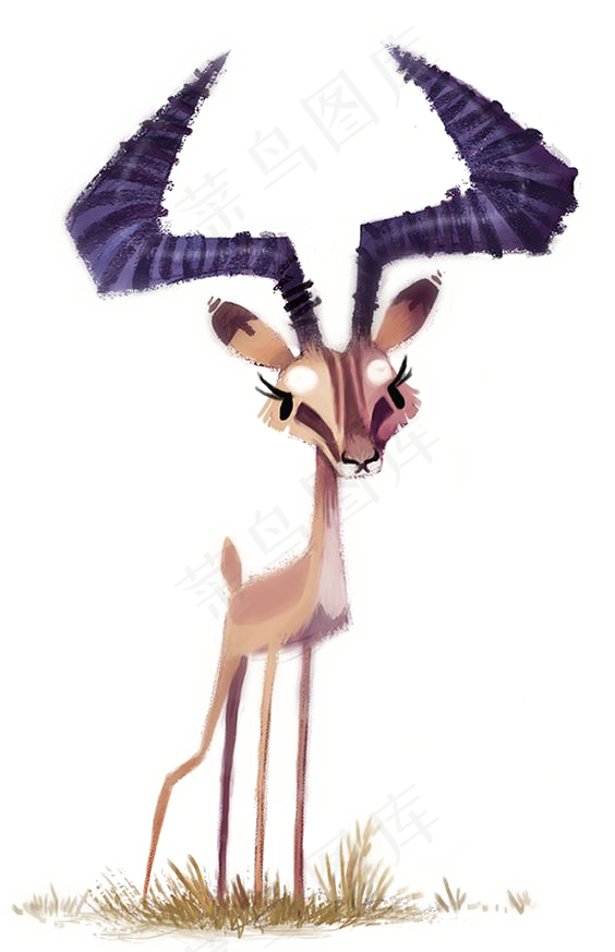 水彩插画羚羊png免扣素材