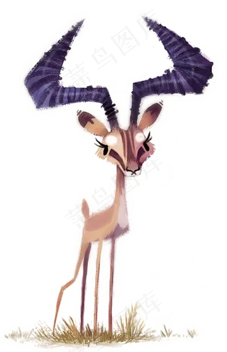 水彩插画羚羊png免扣素材