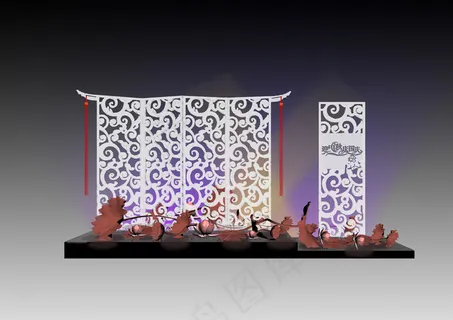 屏风荷花装饰图片