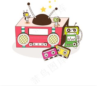收音机ai插画矢量图源文件下载