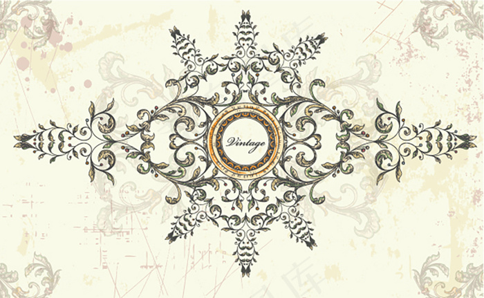 欧式古典花卉图案背景矢量素材