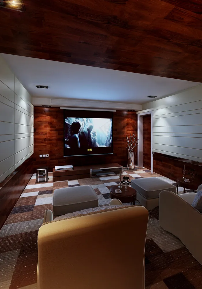 豪华家庭客厅效果图