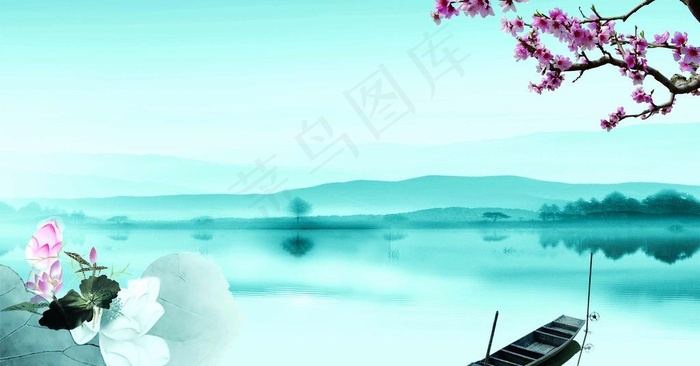 中国风 水墨画图片(6890X3996(DPI:35))psd模版下载