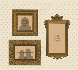 手绘的装饰老式框架在墙上