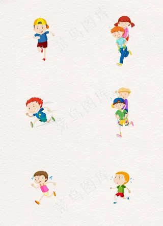 快乐奔跑的孩子矢量素材