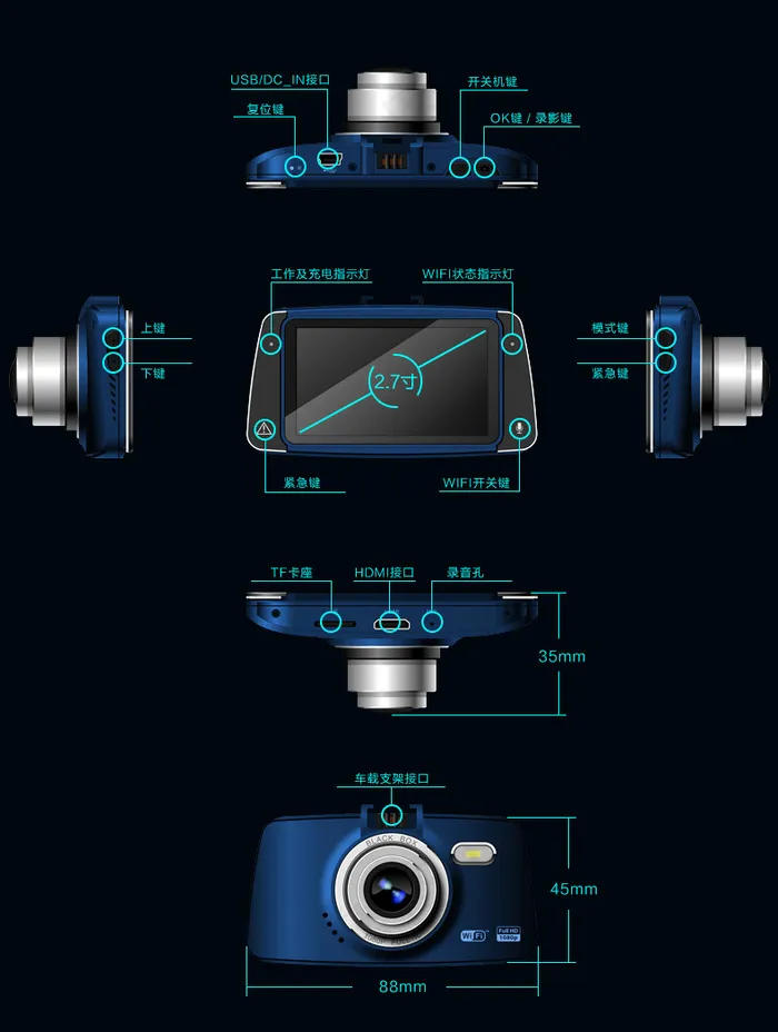 行车记录仪细节展示psd模版下载