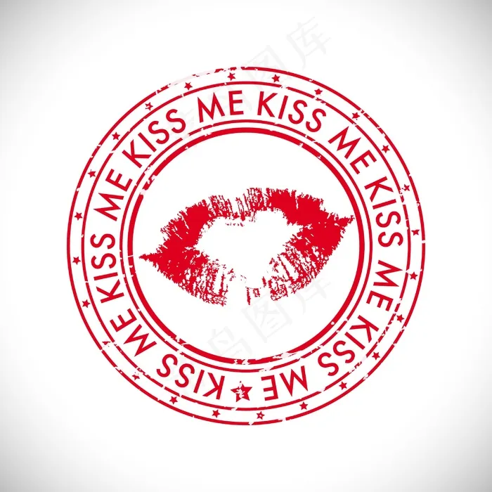 情人节的橡皮图章的文本吻我eps,ai矢量模版下载